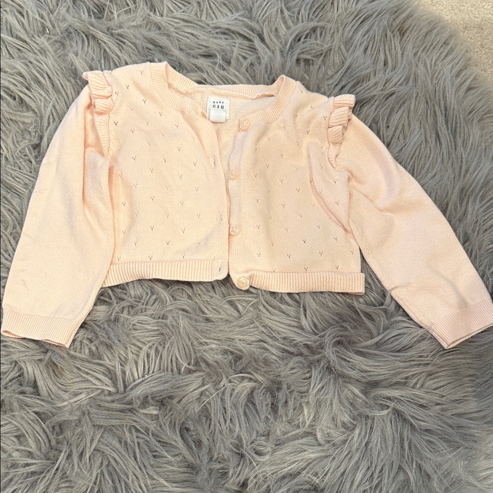 GAP Light Peach Kids Cardigan with Ruffles